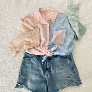 Retro multi colored button up